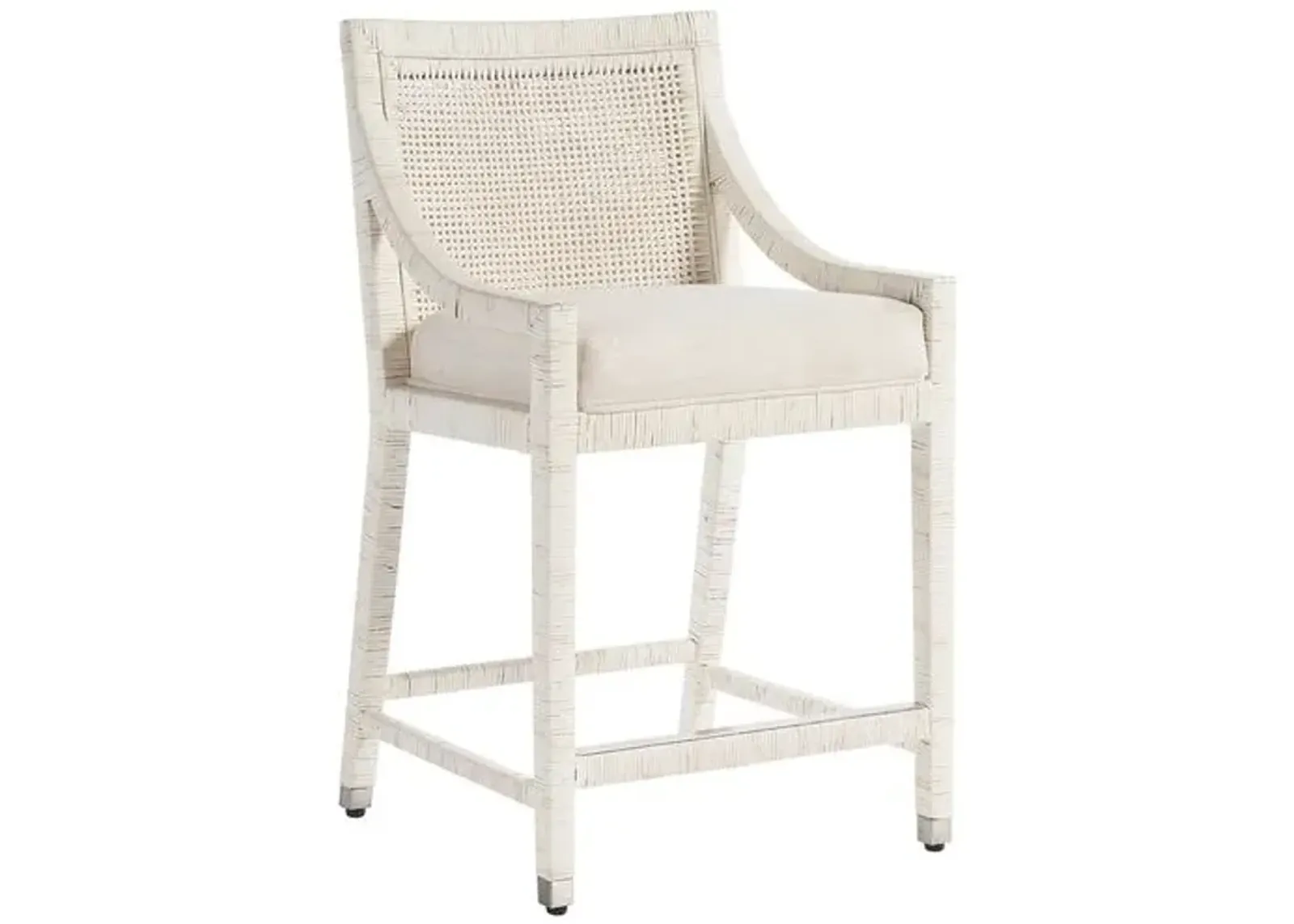 Coastal Living Marino Counter Chair - White Rattan/Snow