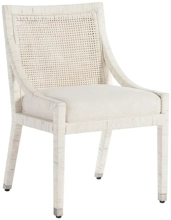 Coastal Living Marino Dining Chair, White Rattan/Snow