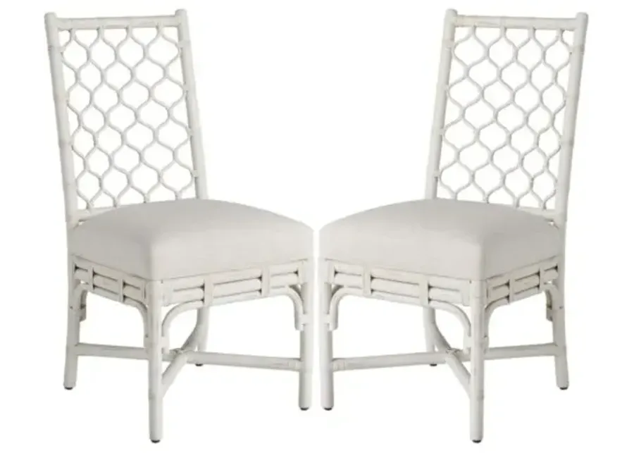 Set of 2 Coastal Living Marino Side Chairs - White Rattan/Snow