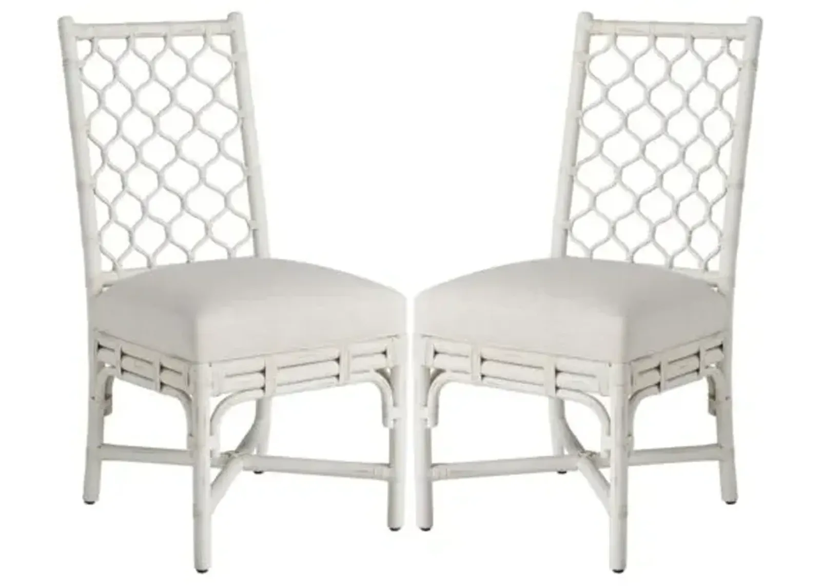 Set of 2 Coastal Living Marino Side Chairs - White Rattan/Snow