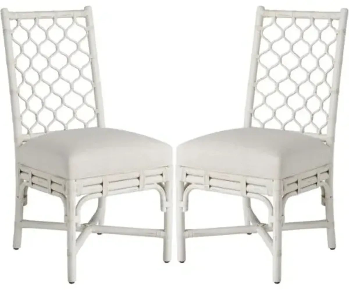 Set of 2 Coastal Living Marino Side Chairs - White Rattan/Snow