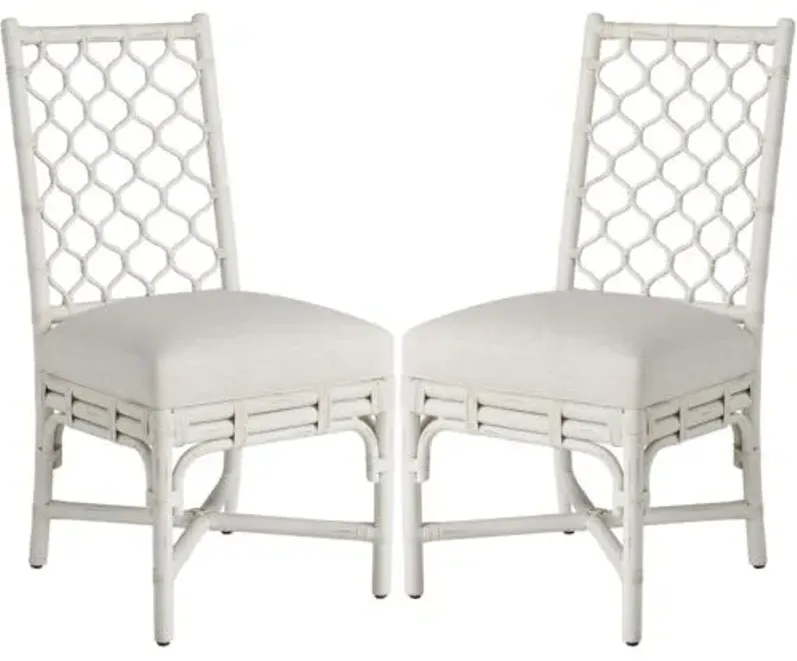 Set of 2 Coastal Living Marino Side Chairs - White Rattan/Snow