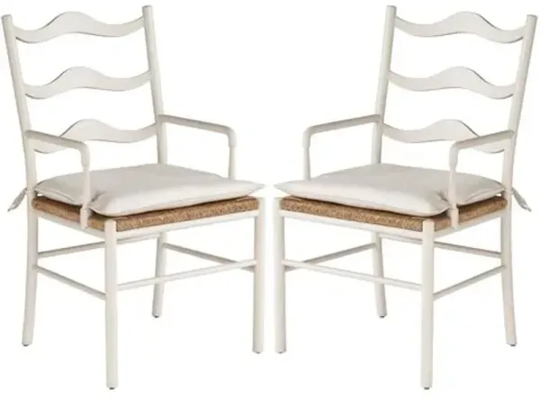 Set of 2 Coastal Living Marino Wavy Armchairs - Sea Salt/Snow - White