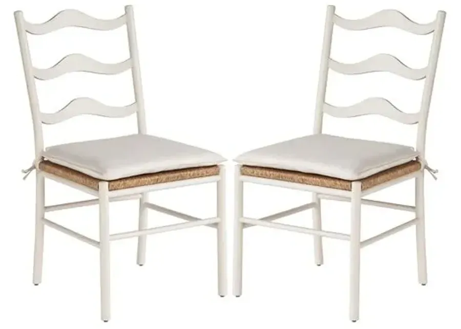 Set of 2 Coastal Living Marino Wavy Side Chairs - Sea Salt/Snow - White