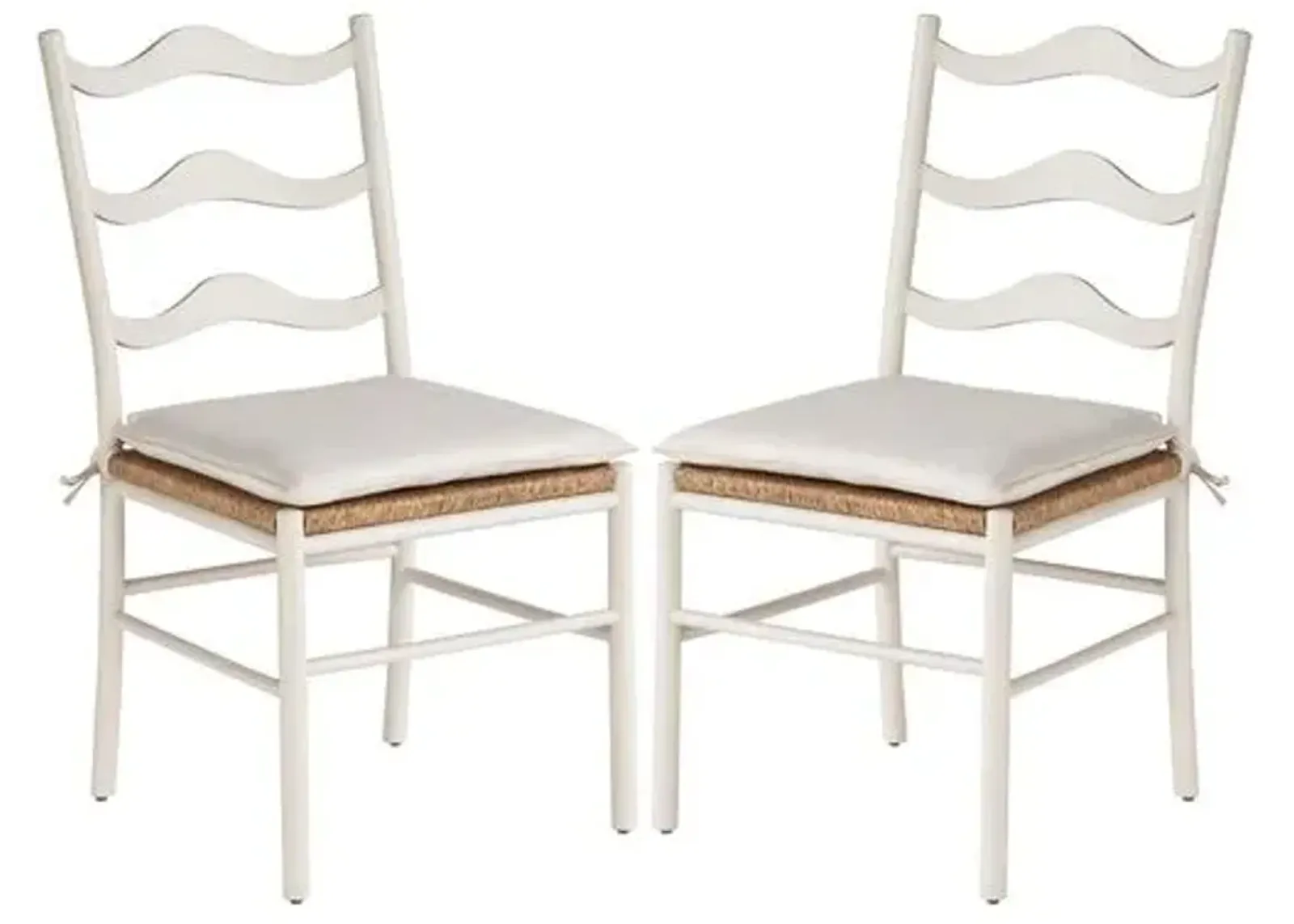 Set of 2 Coastal Living Marino Wavy Side Chairs - Sea Salt/Snow - White