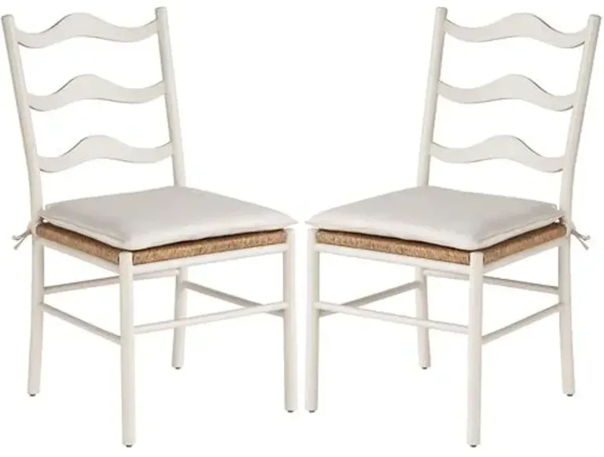 Set of 2 Coastal Living Marino Wavy Side Chairs - Sea Salt/Snow - White