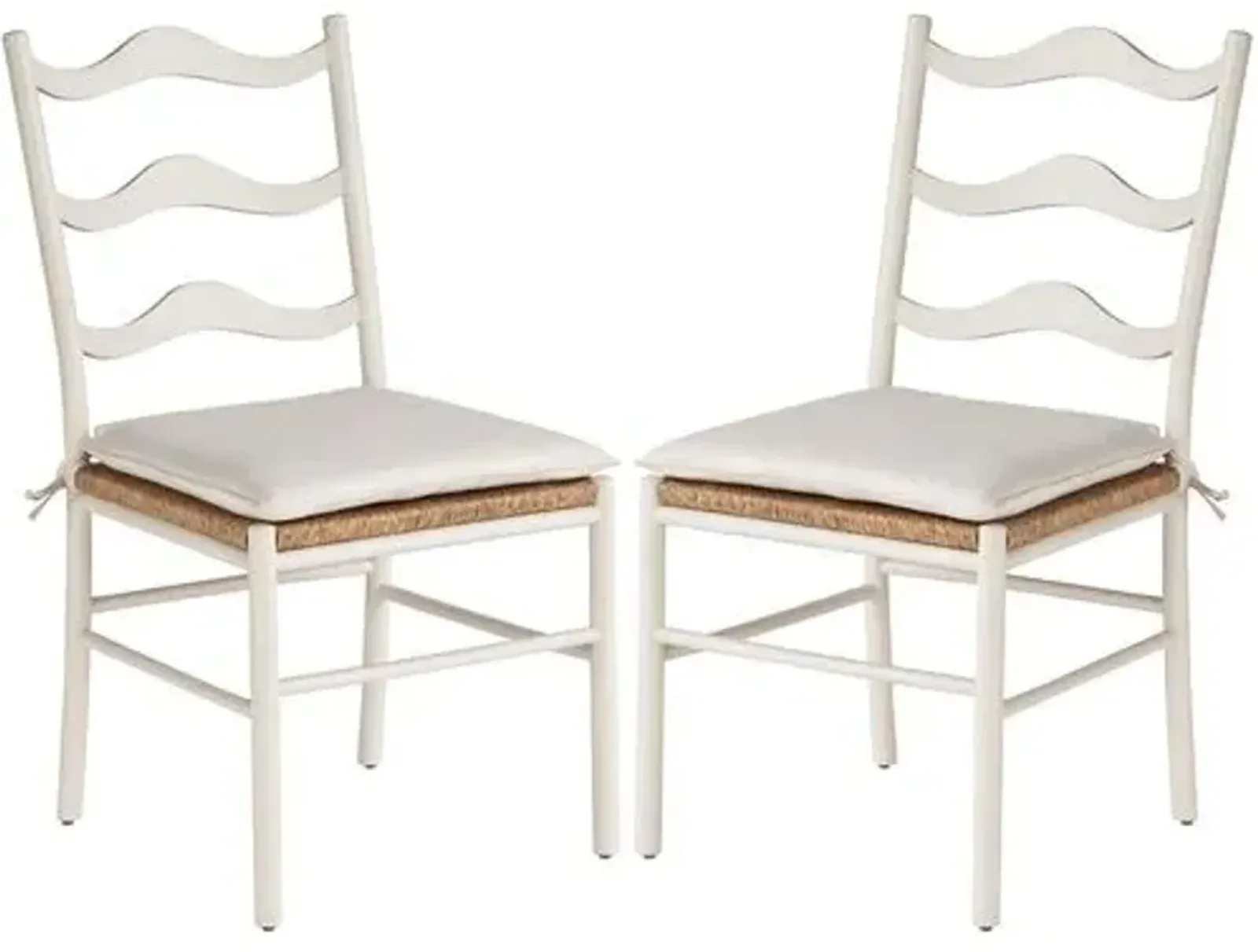 Set of 2 Coastal Living Marino Wavy Side Chairs - Sea Salt/Snow - White