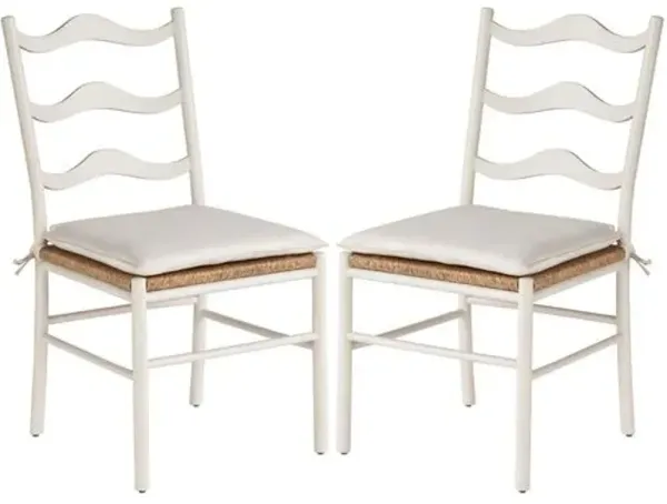 Set of 2 Coastal Living Marino Wavy Side Chairs - Sea Salt/Snow - White
