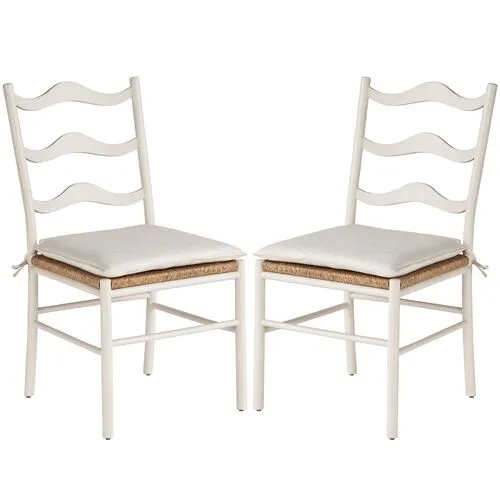 Set of 2 Coastal Living Marino Wavy Side Chairs - Sea Salt/Snow - White