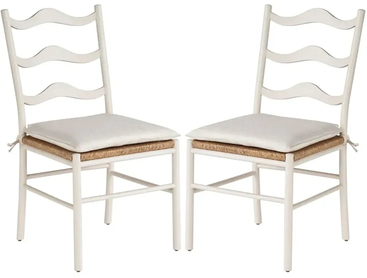S/2 Coastal Living Marino Wavy Side Chairs, Sea Salt/Snow