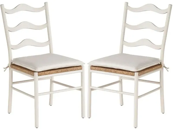 S/2 Coastal Living Marino Wavy Side Chairs, Sea Salt/Snow
