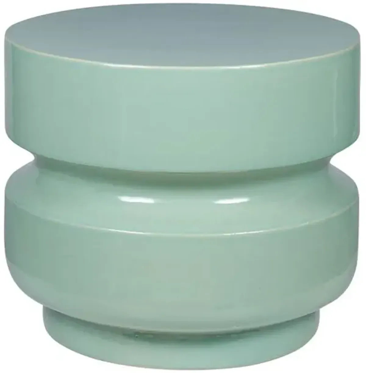 Hunter Outdoor Ceramic Stool/Accent Table - Handcrafted - Green - 15Hx18Lx18W in