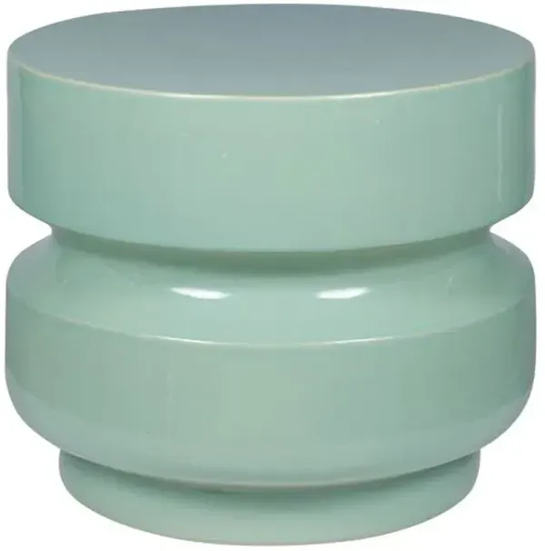 Hunter Outdoor Ceramic Stool/Accent Table - Handcrafted - Green - 15Hx18Lx18W in