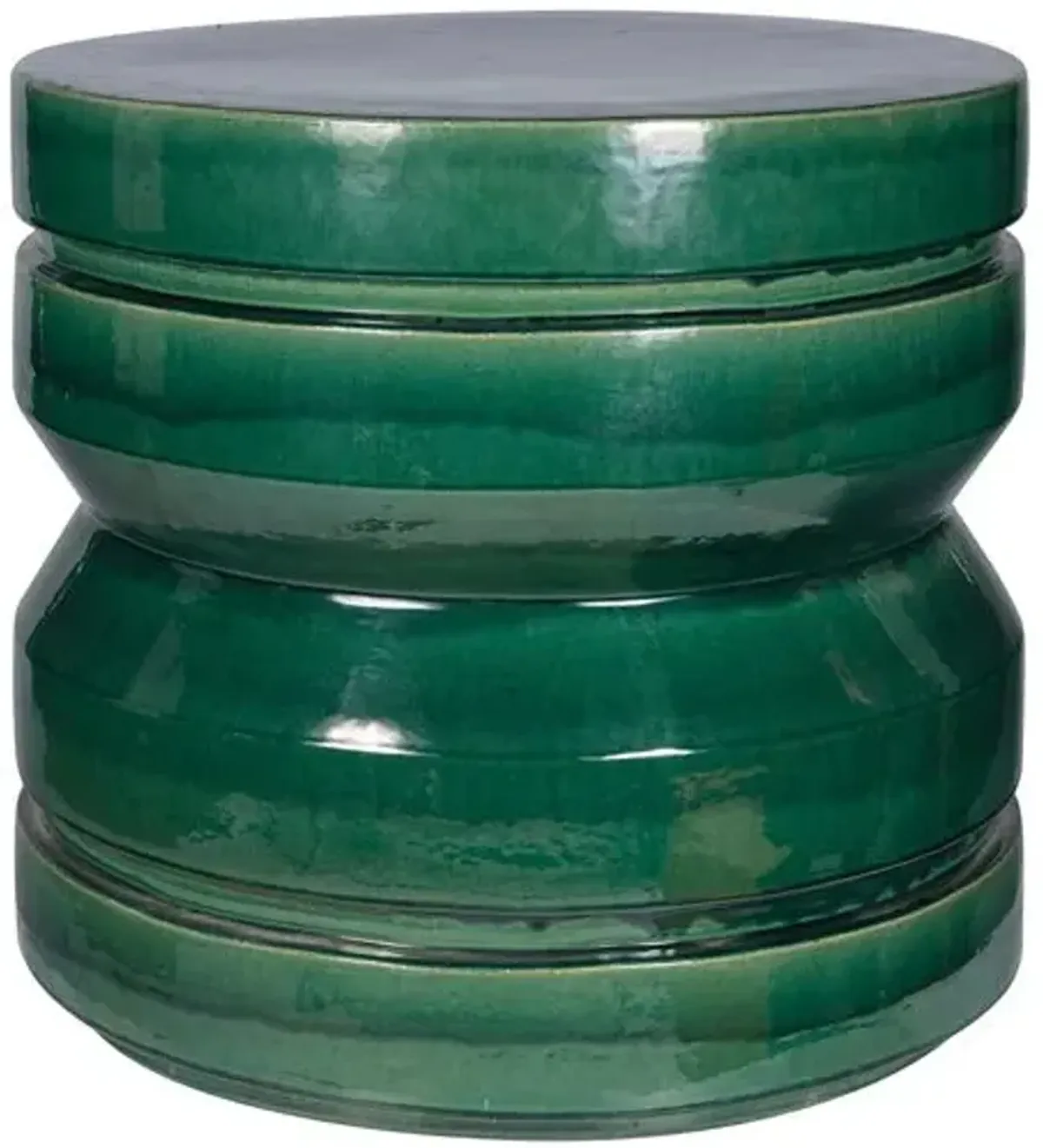 Fisher Outdoor Ceramic Accent Table - Handcrafted - Green - 22.5Hx24.5Lx24.5W in