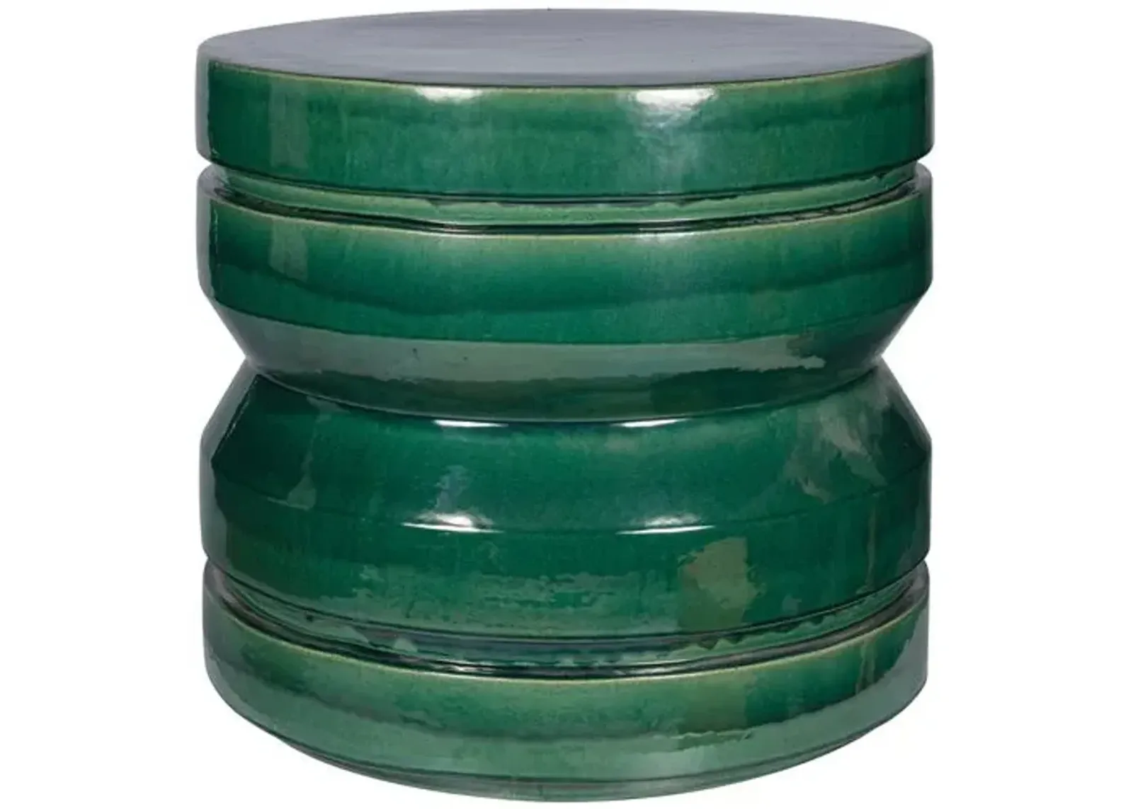 Fisher Outdoor Ceramic Accent Table - Handcrafted - Green - 22.5Hx24.5Lx24.5W in