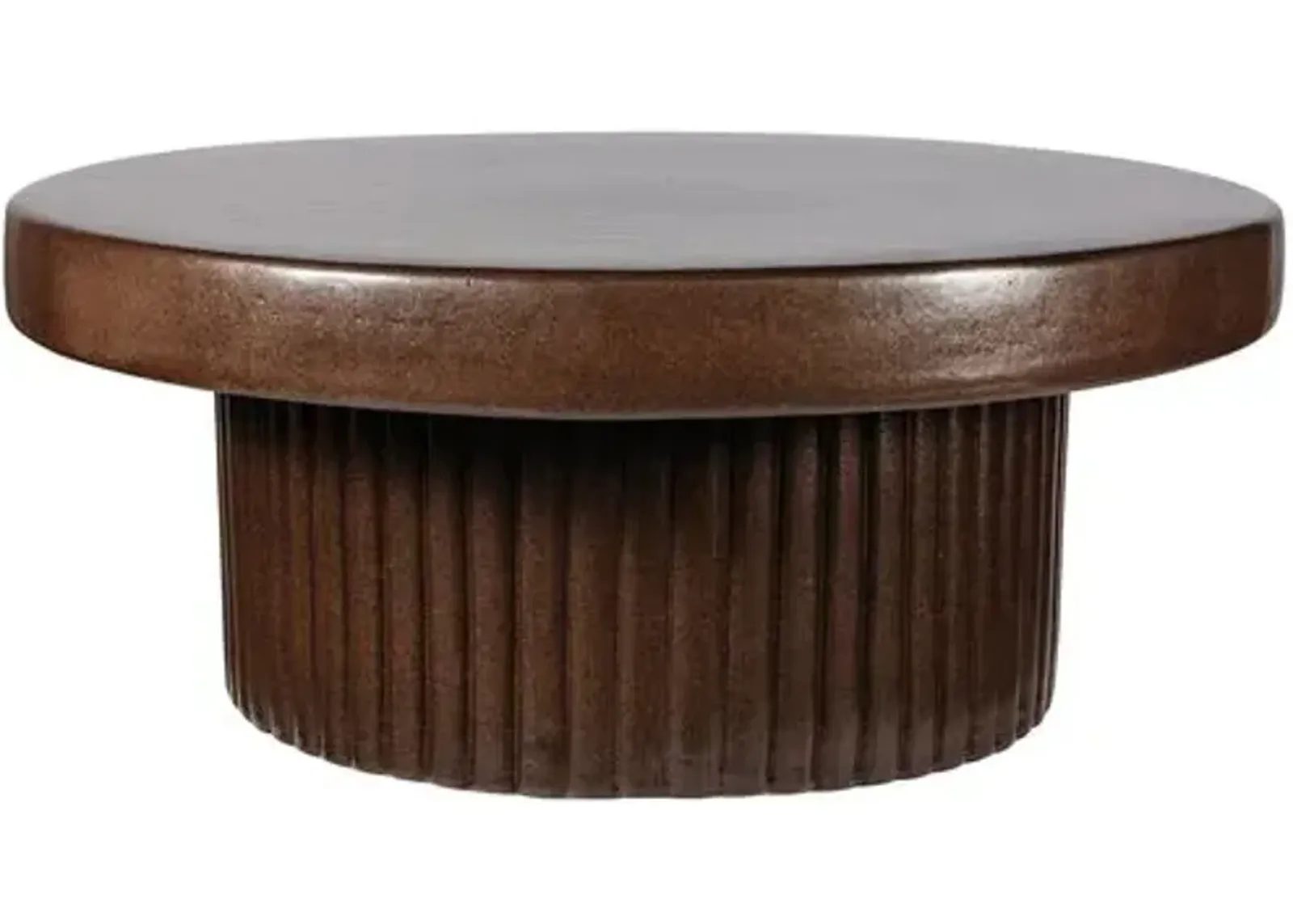 Emery Outdoor Ceramic Futed Coffee Table - Handcrafted - Brown