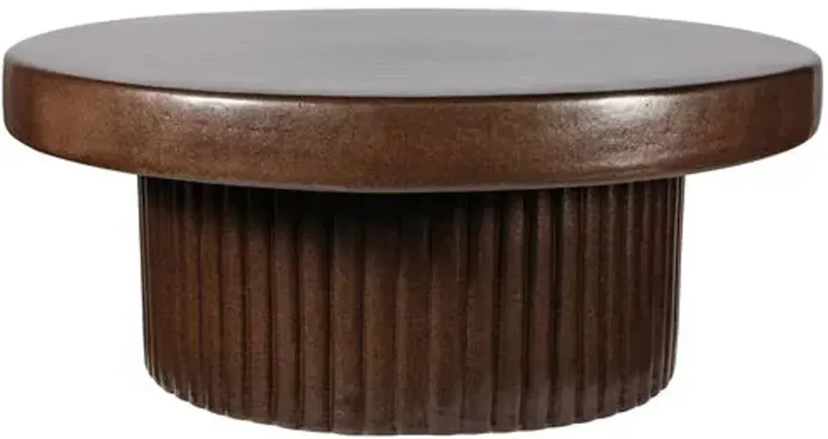 Emery Outdoor Ceramic Futed Coffee Table - Handcrafted - Brown