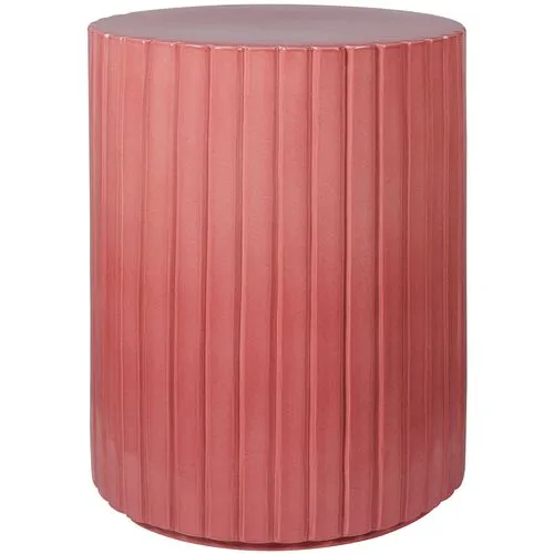 Carla Outdoor Ceramic Accent Table - Handcrafted - Pink - 24Hx18Lx18W in