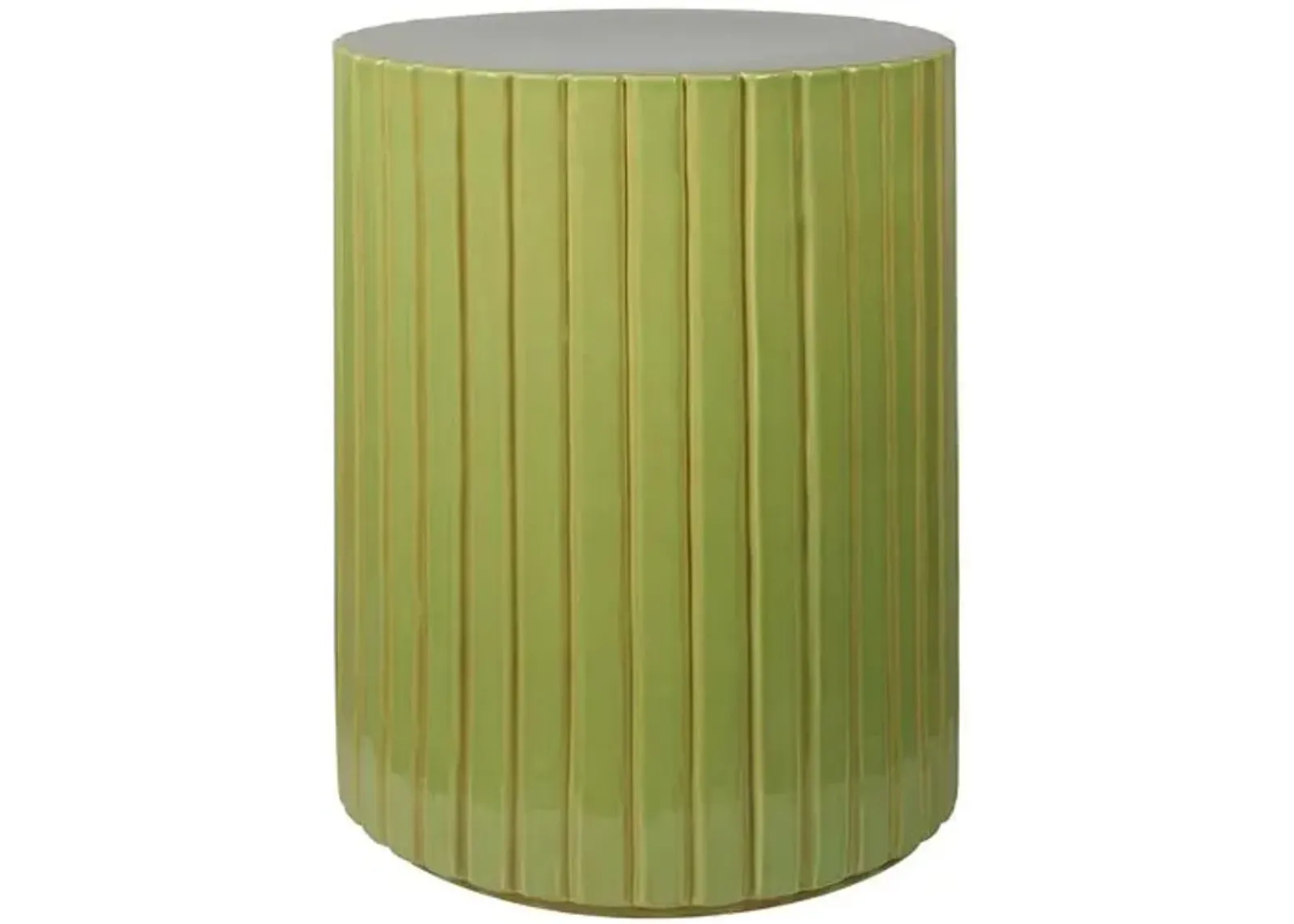 Carla Outdoor Ceramic Accent Table - Handcrafted - Green - 24Hx18Lx18W in