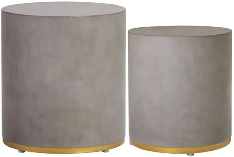 Set of 2 Orly Outdoor Concrete Accent Tables - Gray - Large, 19Hx19Lx19W in; Small, 16Hx16Lx16W in