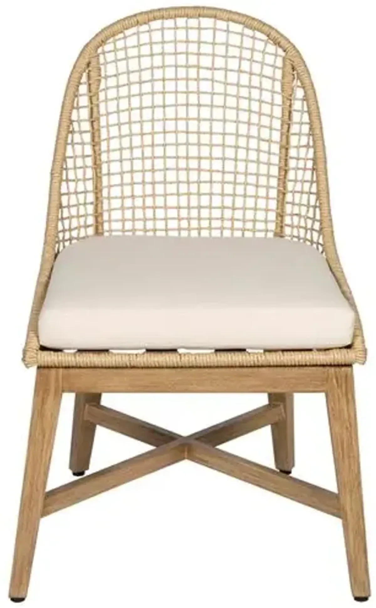 Set of 2 Sandy Outdoor Dining Chairs - Natural/Ivory - Brown