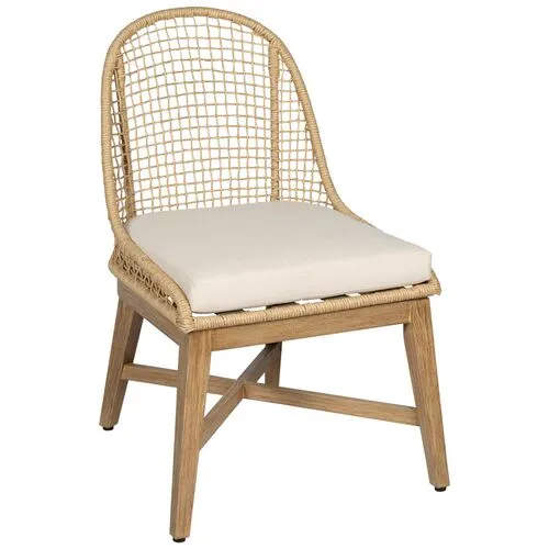 Set of 2 Sandy Outdoor Dining Chairs - Natural/Ivory - Brown