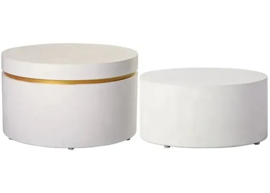 Orly Outdoor Concrete Accent Table Set - White - 15Hx26Lx26W in