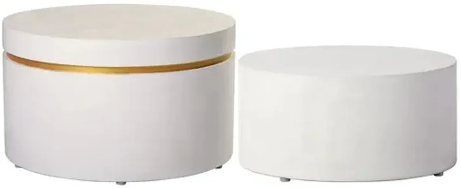 Orly Outdoor Concrete Accent Table Set - White - 15Hx26Lx26W in