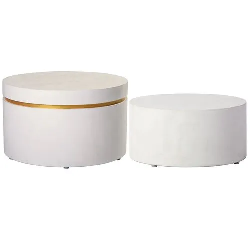 Orly Outdoor Concrete Accent Table Set - White - 15Hx26Lx26W in