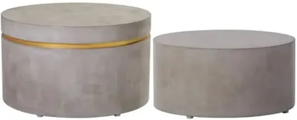 Orly Outdoor Concrete Accent Table Set - Gray - 15Hx26Lx26W in