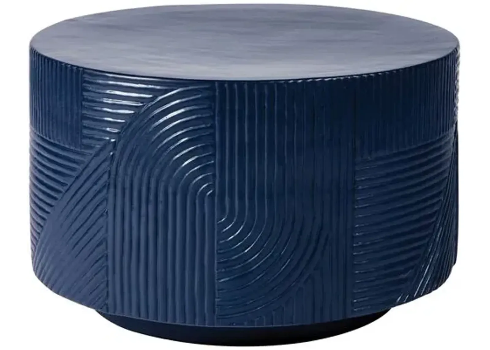 Mars Outdoor Textured Ceramic 24" Drum Table - Handcrafted - Blue