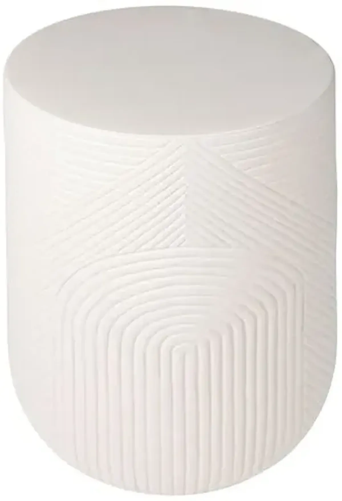 Mars Outdoor Textured Ceramic Side Table - Matte Sand - Handcrafted - Ivory