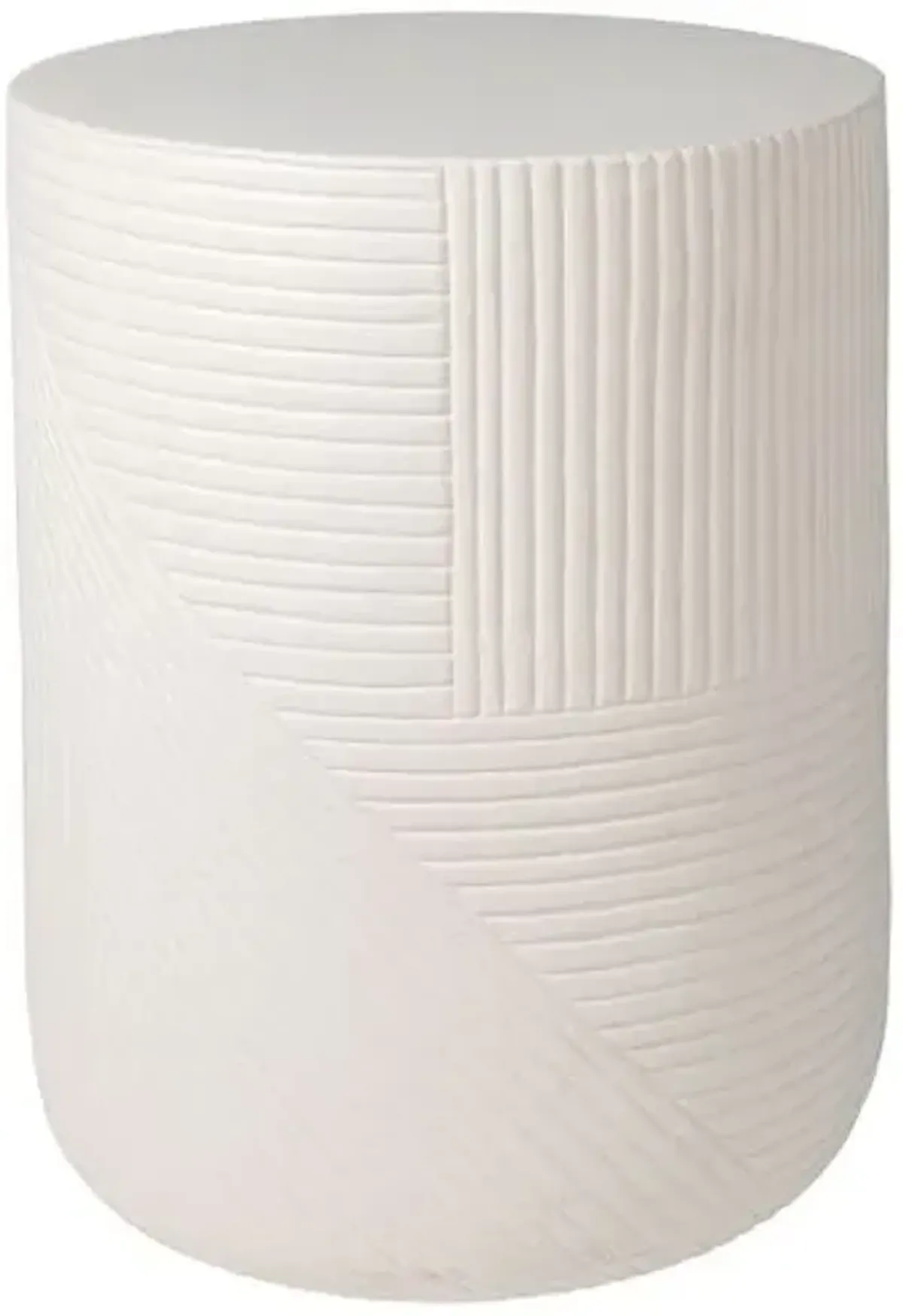 Mars Outdoor Textured Ceramic Side Table - Matte Sand - Handcrafted - Ivory