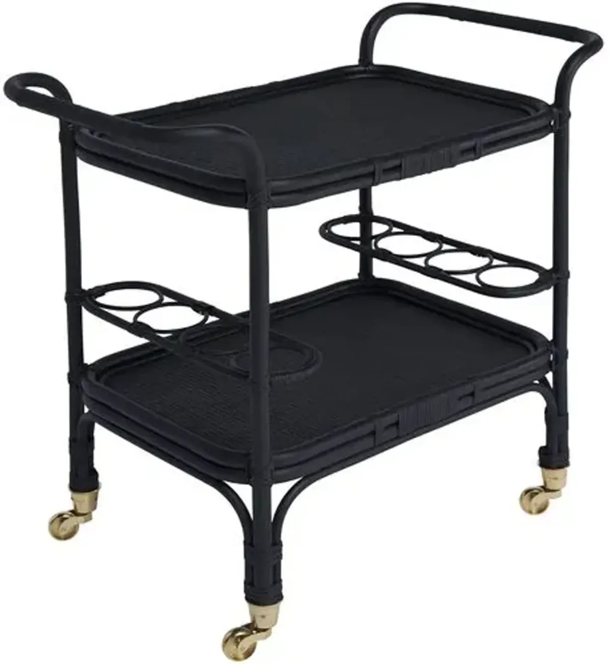 Carlo Rattan Bar Cart - Black - Sika Design