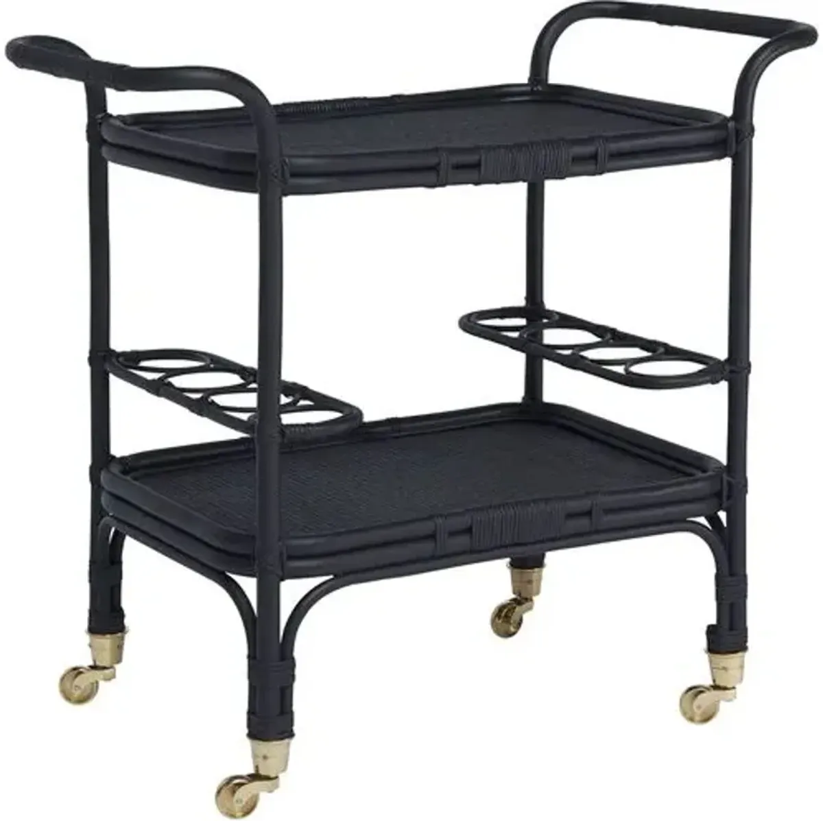 Carlo Rattan Bar Cart - Black - Sika Design