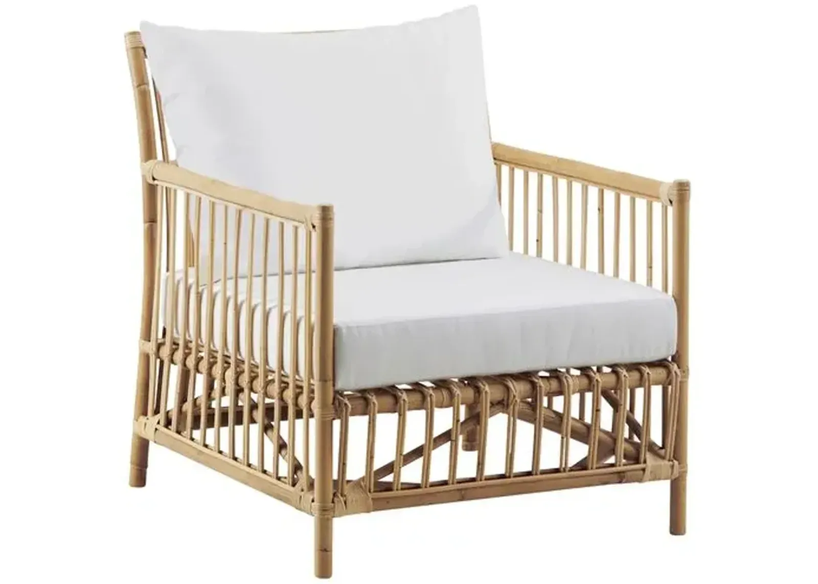 Caroline Rattan Lounge Chair - Natural/White - Sika Design - Brown