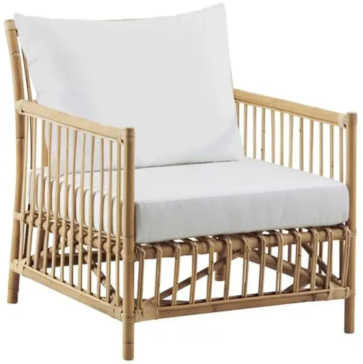 Caroline Rattan Lounge Chair - Natural/White - Sika Design - Brown