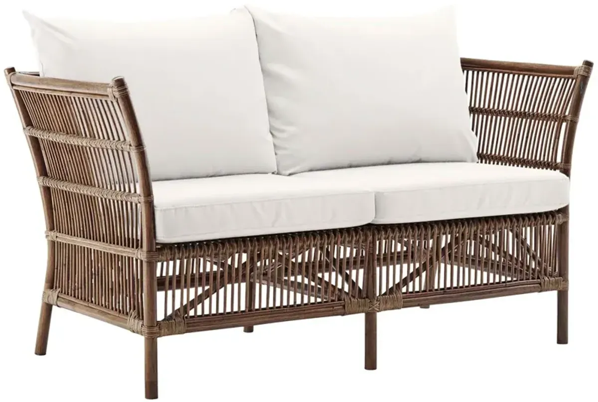 Donatello Rattan 2-Seat Sofa, Antique/White