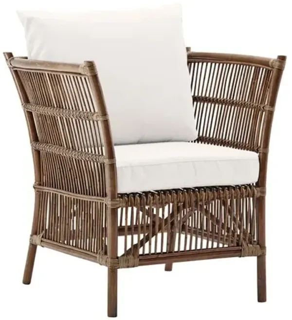 Donatello Rattan Lounge Chair - Antique/White - Sika Design - Brown