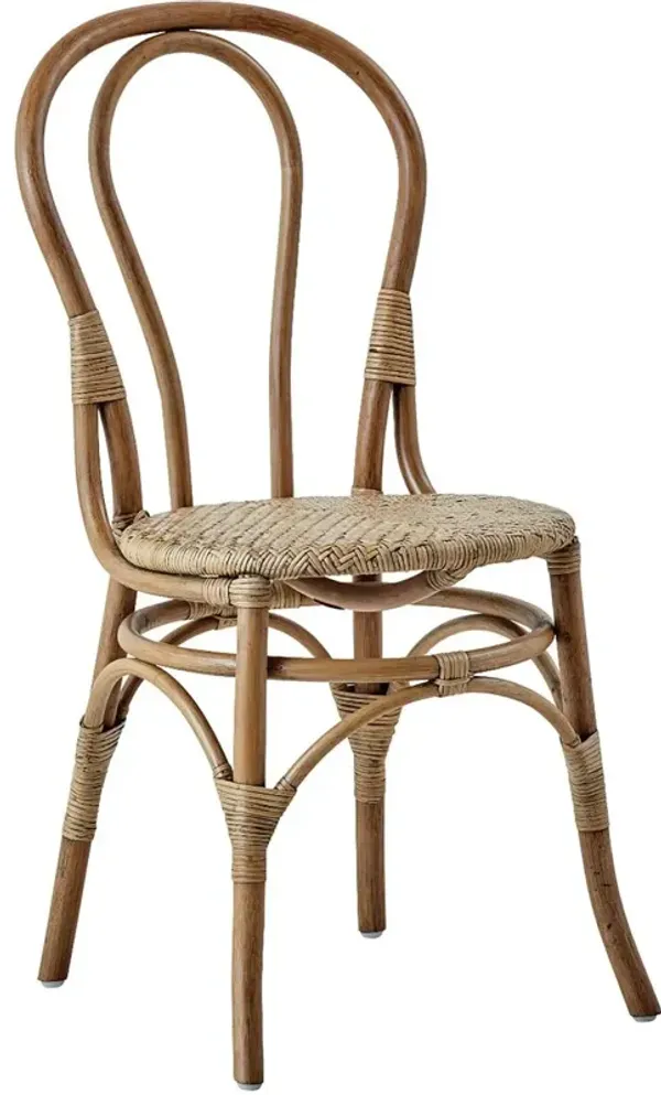 Lulu Rattan Dining Side Chair, Antique Brown