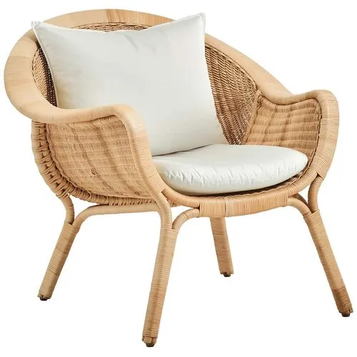 Madame Rattan Lounge Chair - Natural/White - Sika Design - Brown