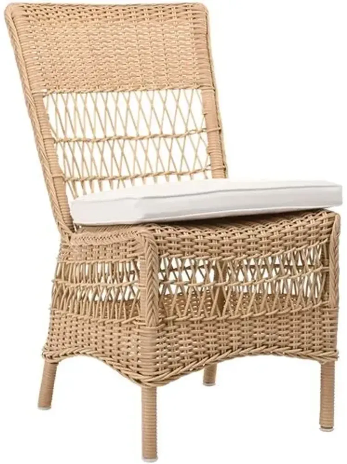 Marie Outdoor Dining Side Chair - Natural/White - Sika Design - Brown