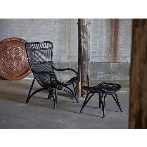 Monet Lounge Chair/Footstool - Black - Sika Design