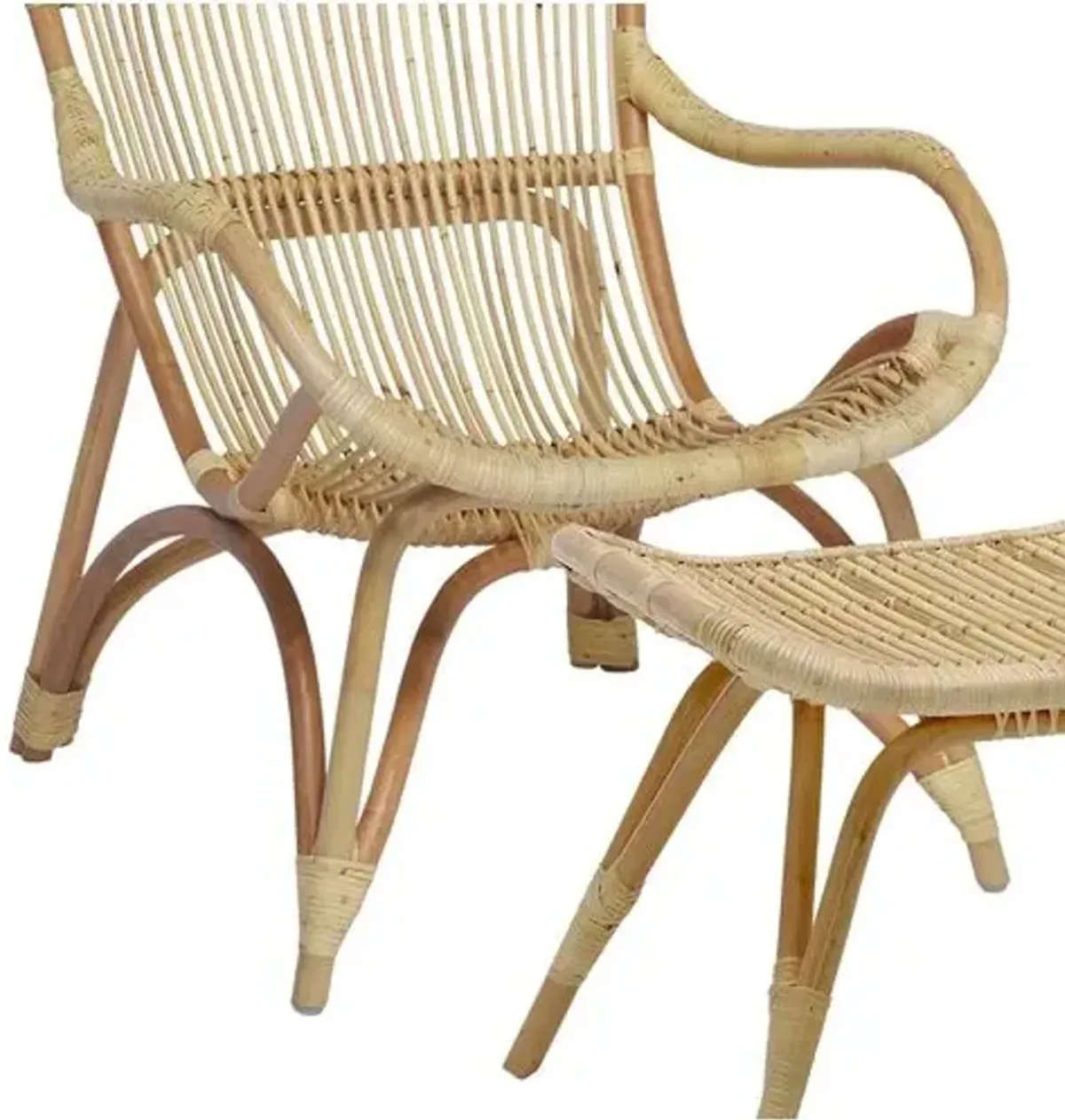 Monet Rattan Lounge Chair/Footstool - Natural - Sika Design - Brown