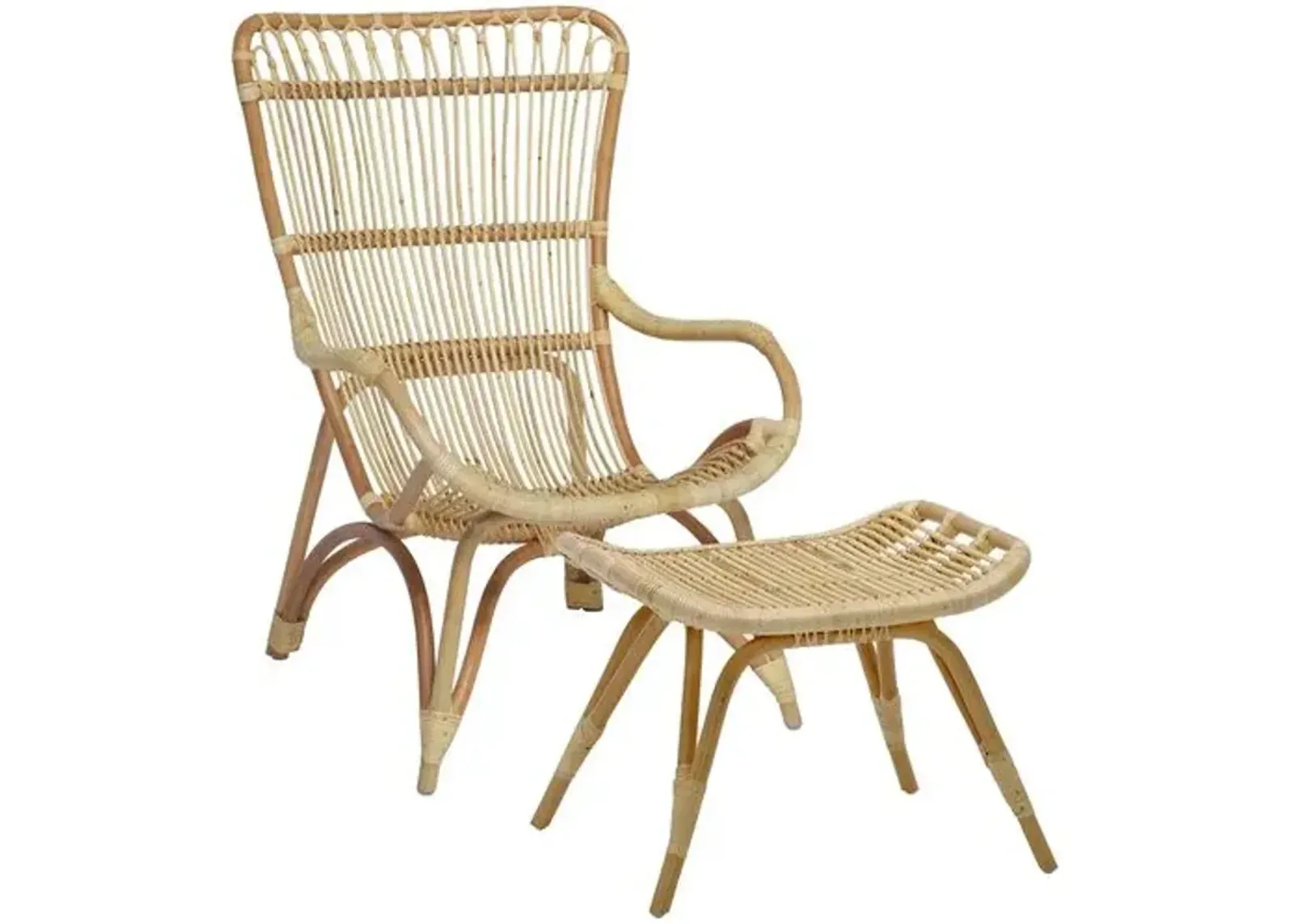 Monet Rattan Lounge Chair/Footstool - Natural - Sika Design - Brown