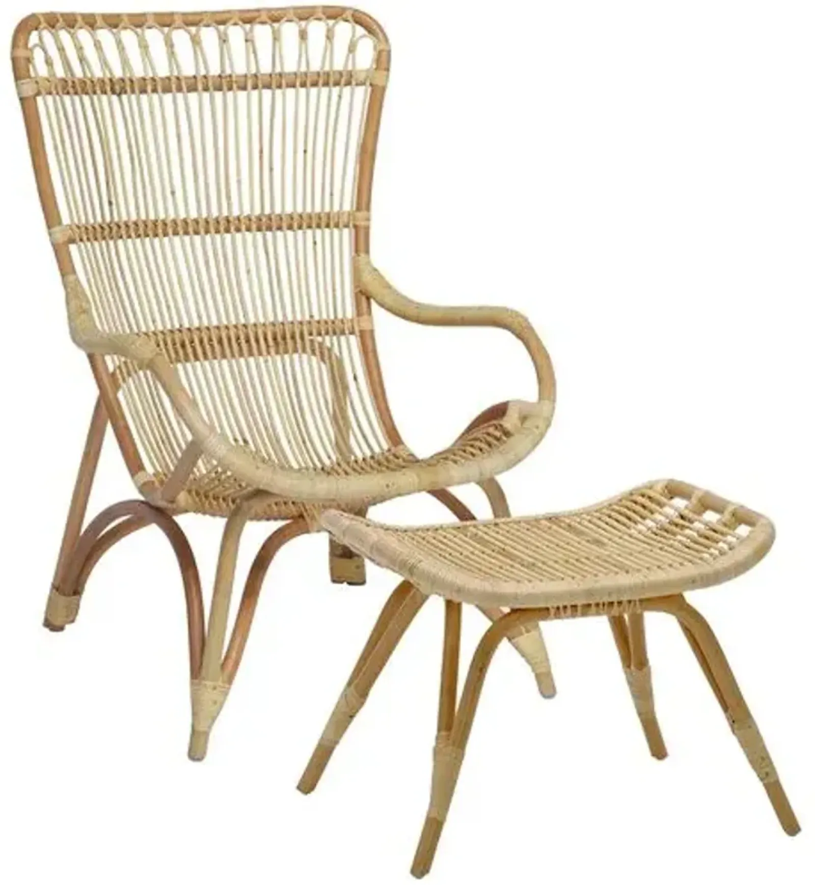 Monet Rattan Lounge Chair/Footstool - Natural - Sika Design - Brown