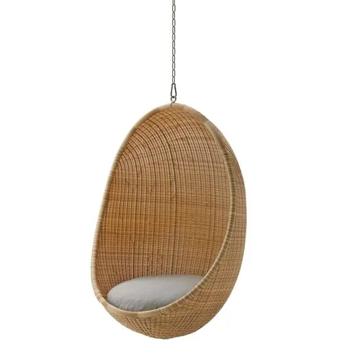 Outdoor Hanging Egg Chair - Natural/Seagull Grey - Sika Design - Brown