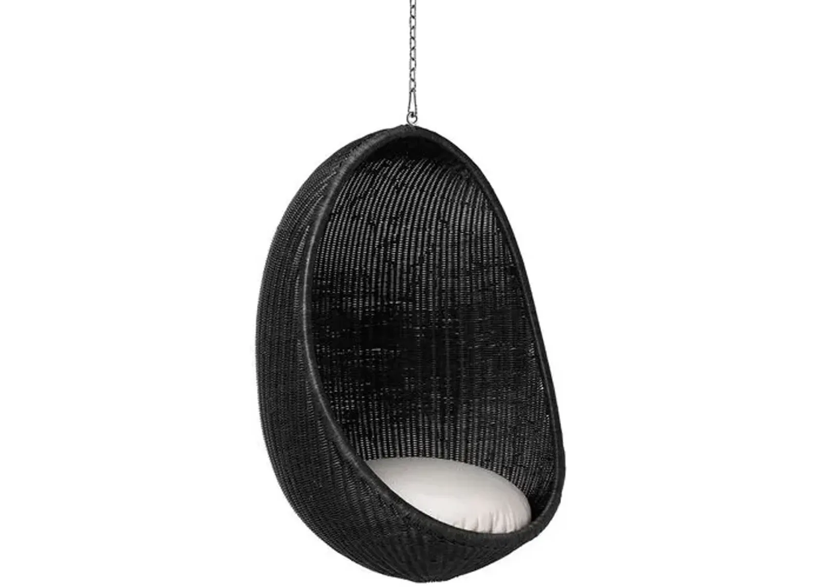 Rattan Hanging Egg Chair - Black/White - Sika Design