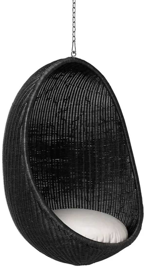 Rattan Hanging Egg Chair, Black/White