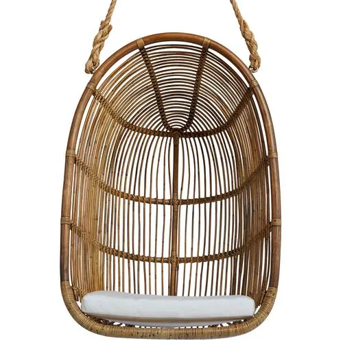 Renoir Rattan Hanging Swing Chair - Antique/White - Sika Design - Brown